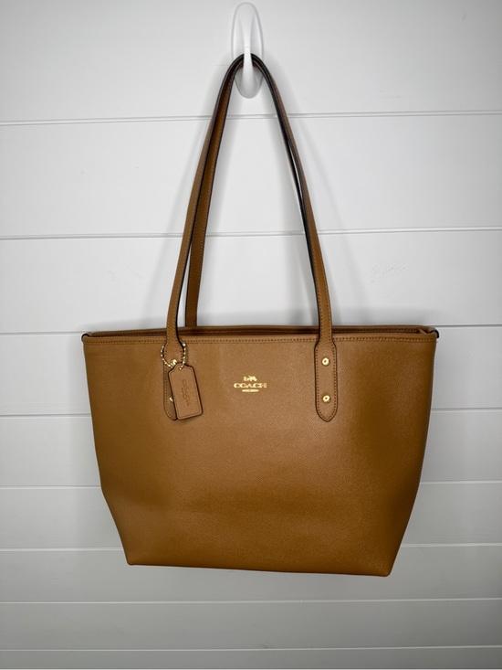 Coach Handbags - Coach Tan Leather Tote with Gold Logo